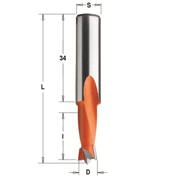 Фото 5x18x57,5 Z=2+2 S=10x34 LH Сверло присадочное глухое в интернет-магазине ToolHaus.ru